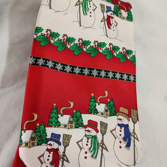 Christmas Ties 1-NWT Classic Black/White/Red- 1-SILK Snowmen Holly CandyCanes - Picture 4 of 7